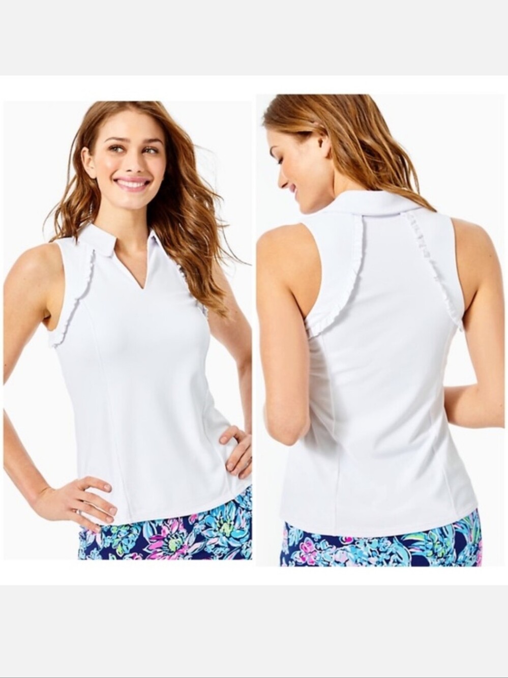 Lily Pulitzer Luxletic Martina Polo Tank Top White Medium